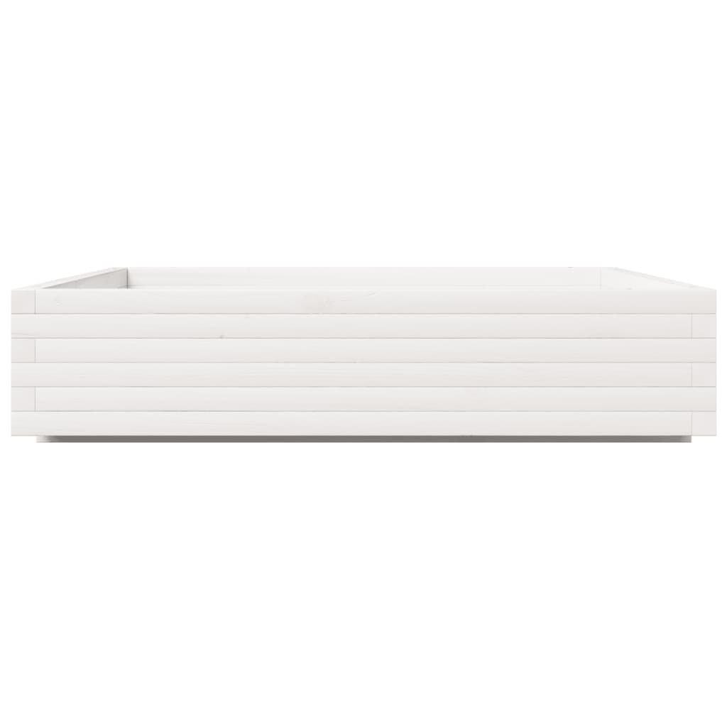 vidaXL Ζαρντινιέρα Κήπου Λευκή 110x110x26,5 εκ. από Μασίφ Ξύλο Πεύκου