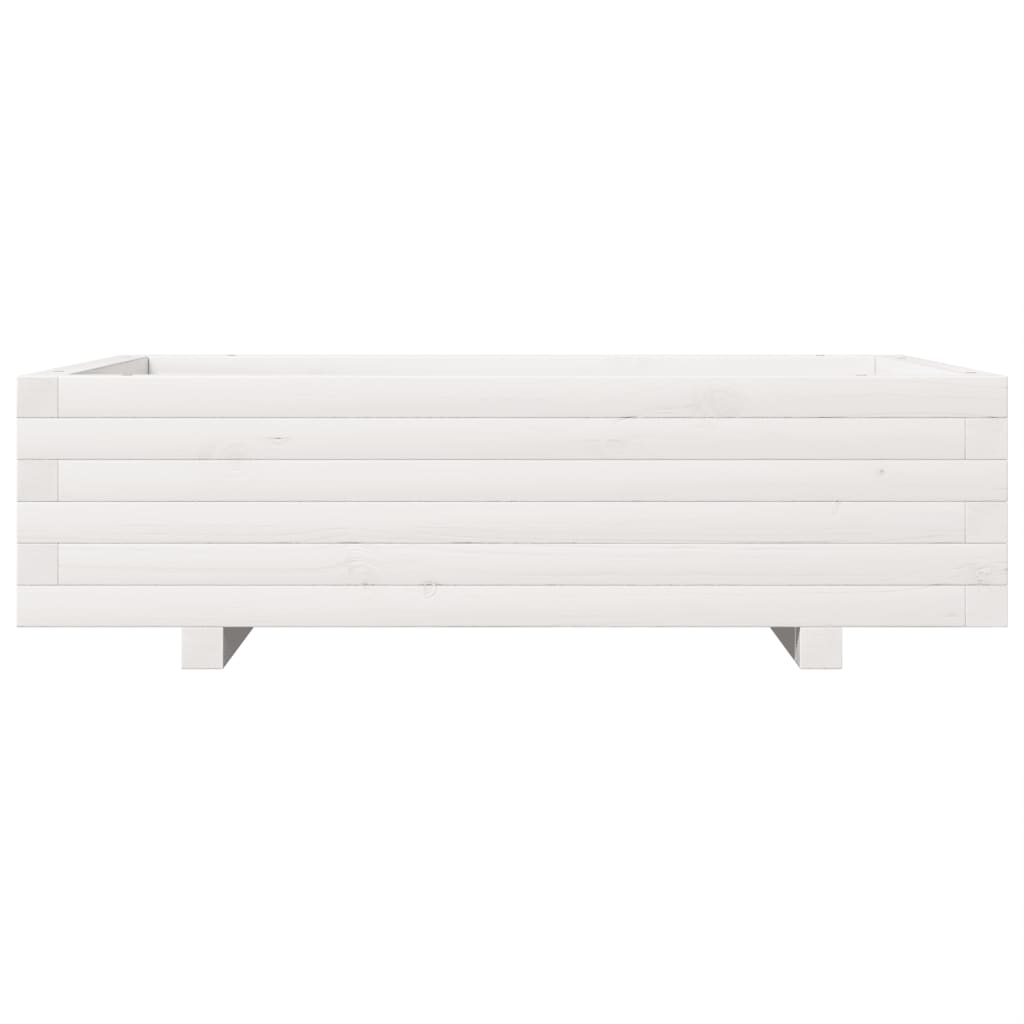 vidaXL Ζαρντινιέρα Κήπου Λευκή 90x60x26,5 εκ. από Μασίφ Ξύλο Πεύκου