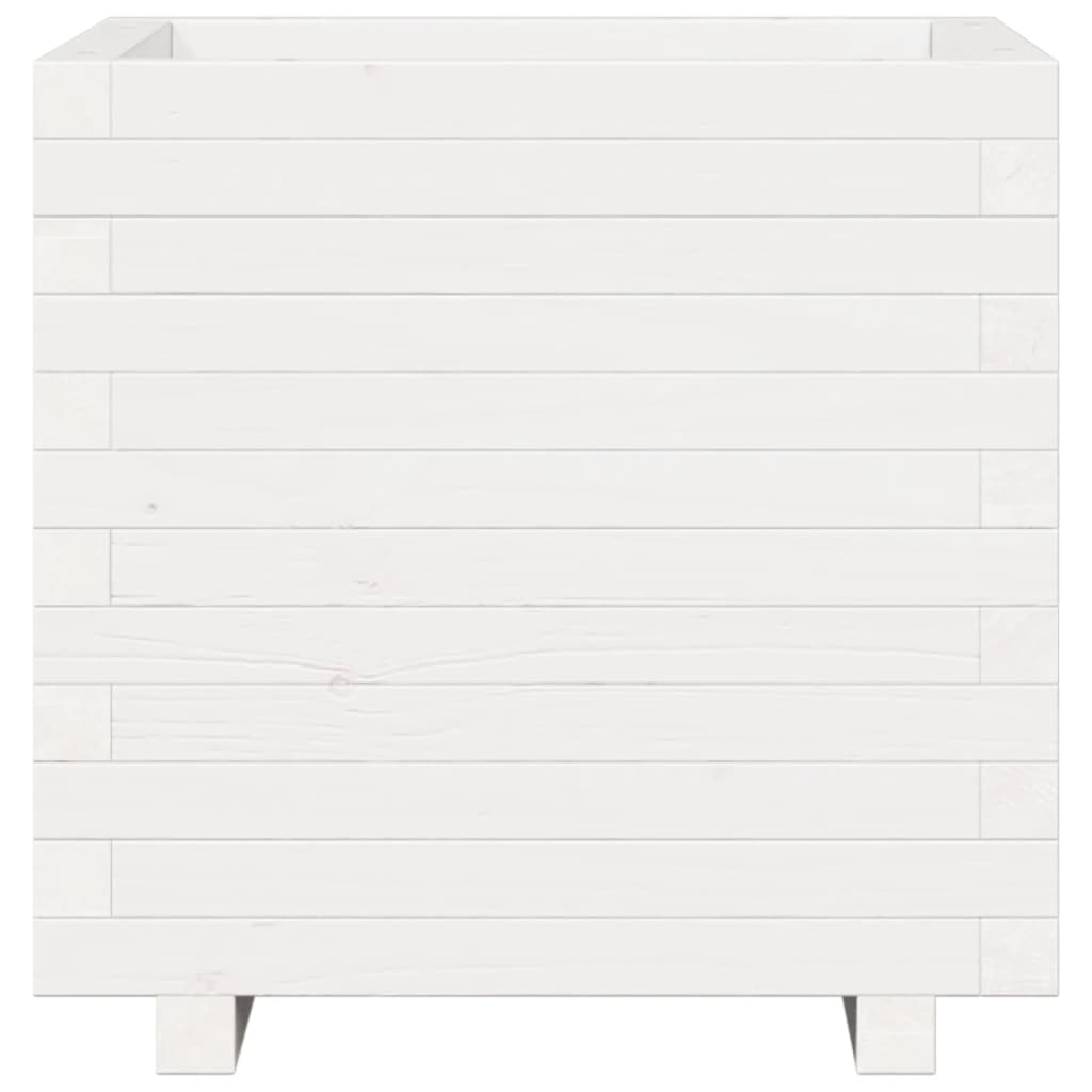vidaXL Ζαρντινιέρα Λευκή. 50x50x49,5 εκ από Μασίφ Ξύλο Πεύκου