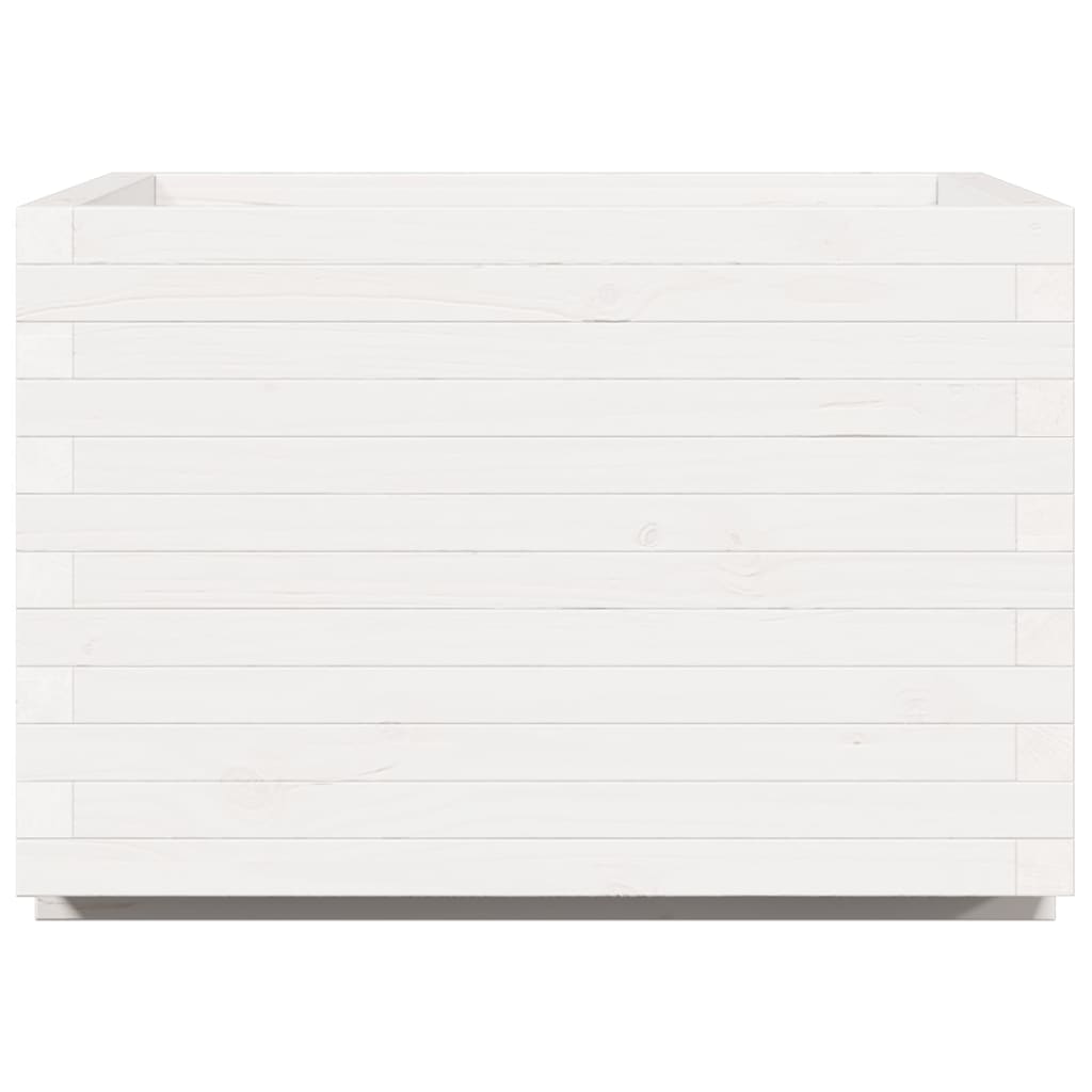 vidaXL Ζαρντινιέρα Κήπου Λευκή 70x70x49,5 εκ. από Μασίφ Ξύλο Πεύκου