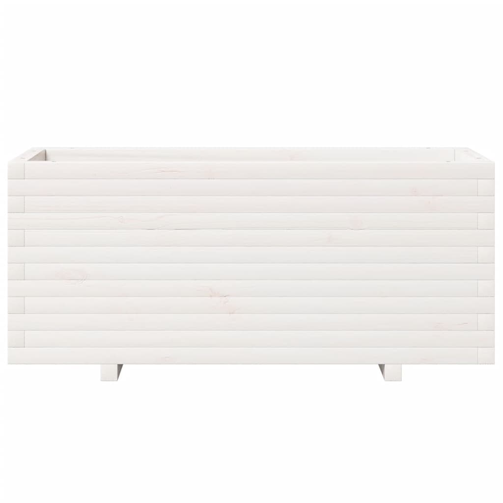 vidaXL Ζαρντινιέρα Κήπου Λευκή 110x40x49,5 εκ. από Μασίφ Ξύλο Πεύκου