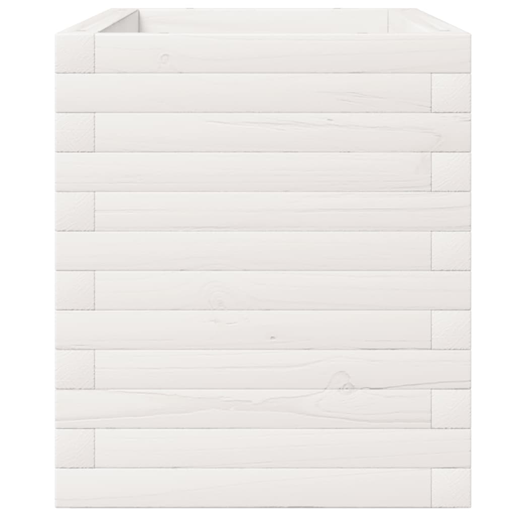 vidaXL Ζαρντινιέρα Κήπου Λευκή 110x40x49,5 εκ. από Μασίφ Ξύλο Πεύκου