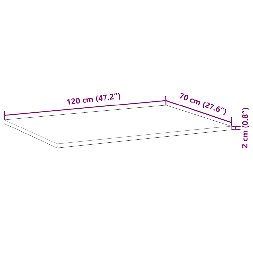 vidaXL Επιφάνεια Γραφείου Ορθογώνια 120x70x2 εκ. Μασίφ Ξύλο Ακακίας