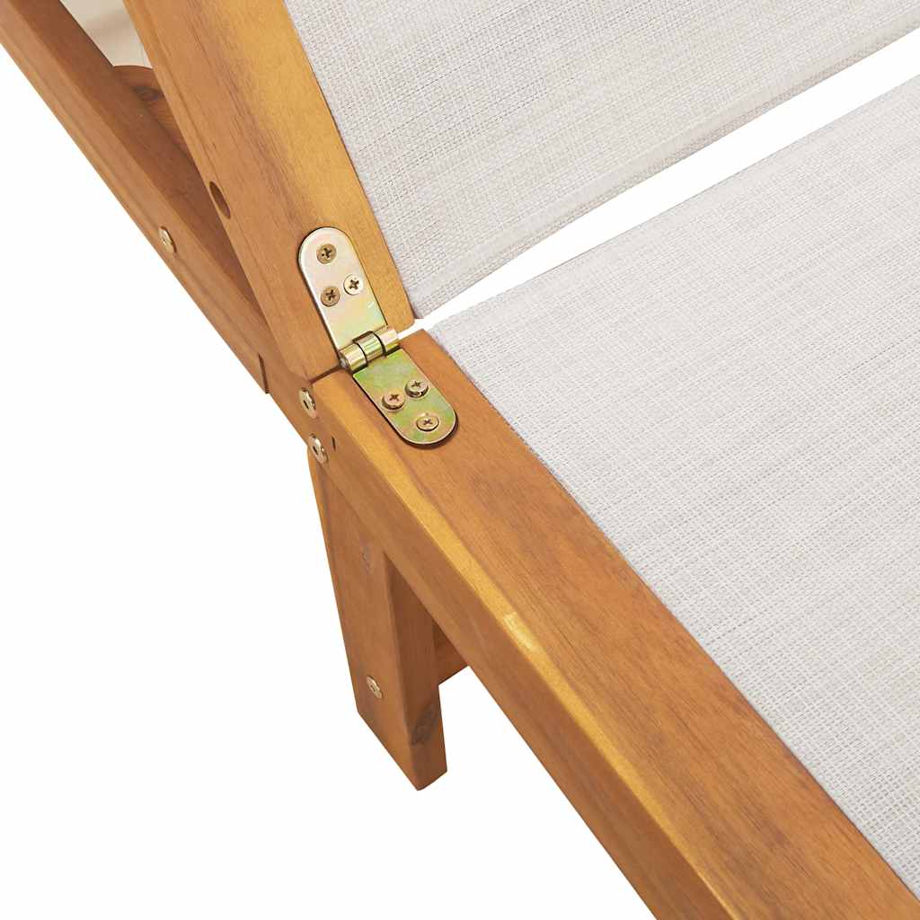 vidaXL Ξαπλώστρα Γκρι από Μασίφ Ξύλο Ακακίας και Textilene