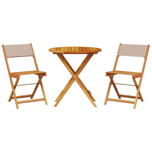 vidaXL Σετ Επίπλων Bistro 3 τεμ. Taupe Ύφασμα/Μασίφ Πεύκου