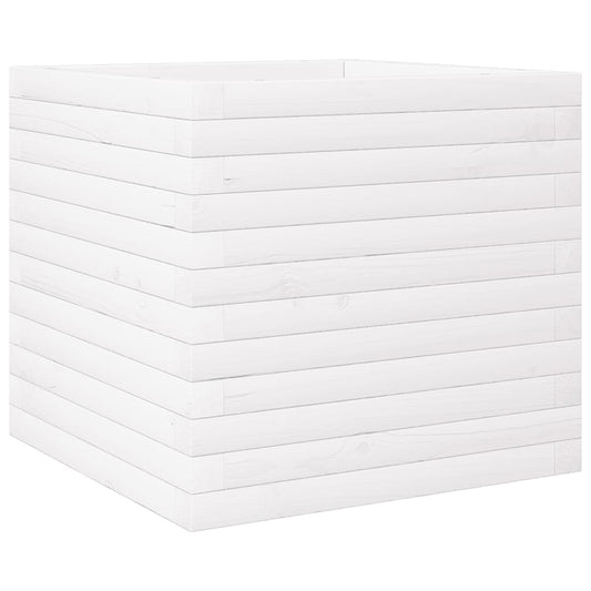 vidaXL Ζαρντινιέρα Κήπου Λευκή 50x50x46 εκ. από Μασίφ Ξύλο Πεύκου