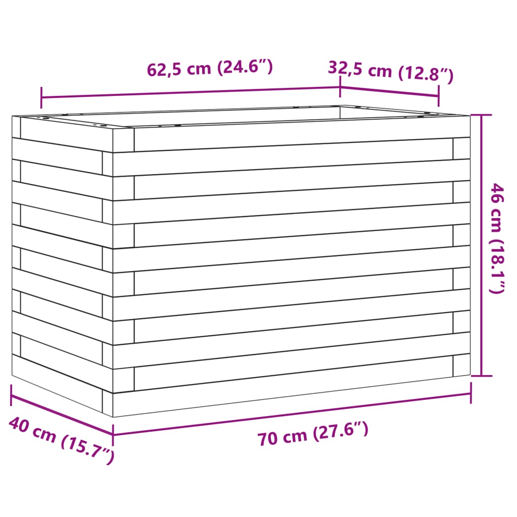 vidaXL Ζαρντινιέρα Κήπου Λευκή 70x40x46 εκ. από Μασίφ Ξύλο Πεύκου