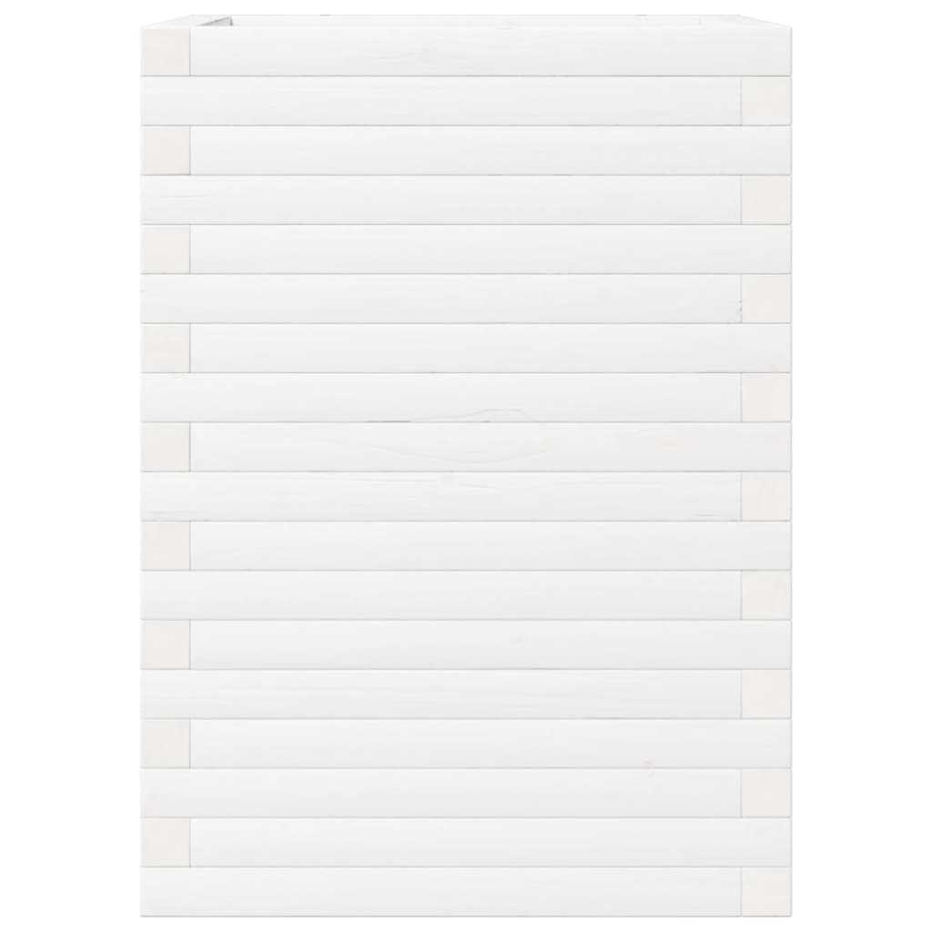 vidaXL Ζαρντινιέρα Λευκή. 50x50x68,5 εκ από Μασίφ Ξύλο Πεύκου