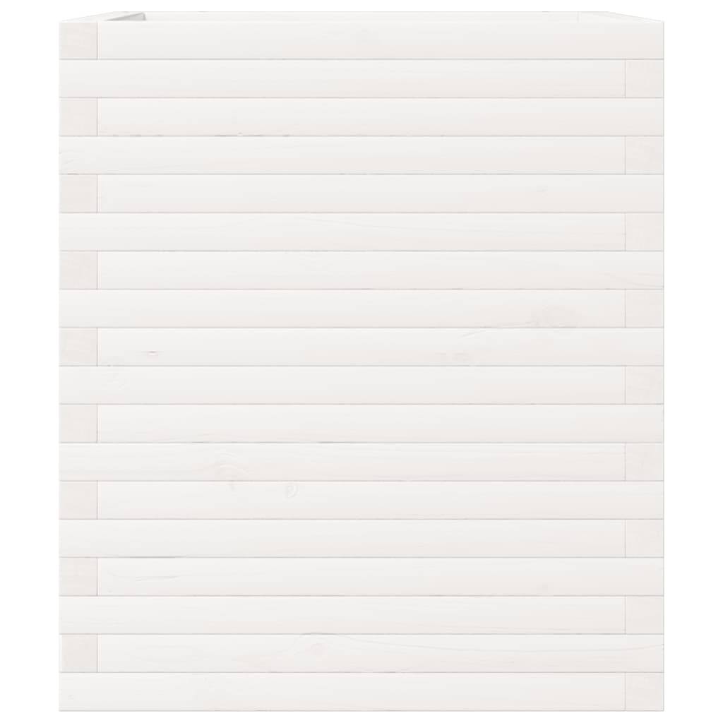 vidaXL Ζαρντινιέρα Κήπου Λευκή 60x60x68,5 εκ. από Μασίφ Ξύλο Πεύκου