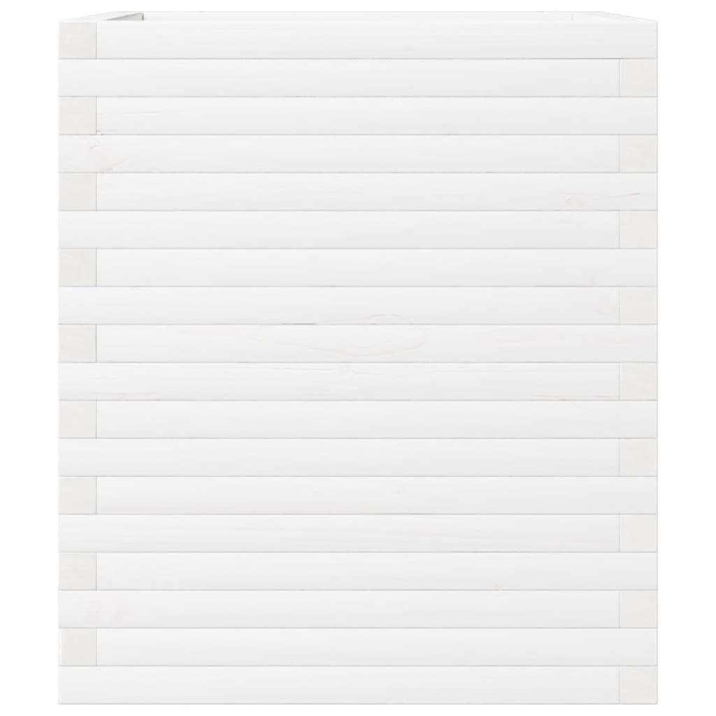 vidaXL Ζαρντινιέρα Κήπου Λευκή 60x60x68,5 εκ. από Μασίφ Ξύλο Πεύκου