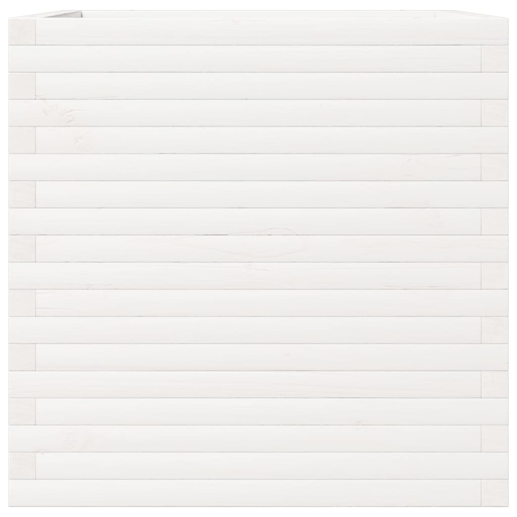 vidaXL Ζαρντινιέρα Κήπου Λευκή 70x70x68,5 εκ. από Μασίφ Ξύλο Πεύκου
