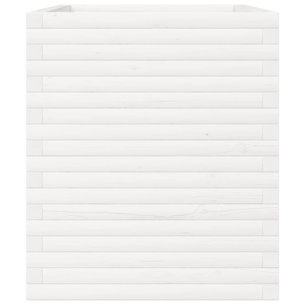 vidaXL Ζαρντινιέρα Κήπου Λευκή 60 x 60 x 60 εκ. από Μασίφ Ξύλο Πεύκου