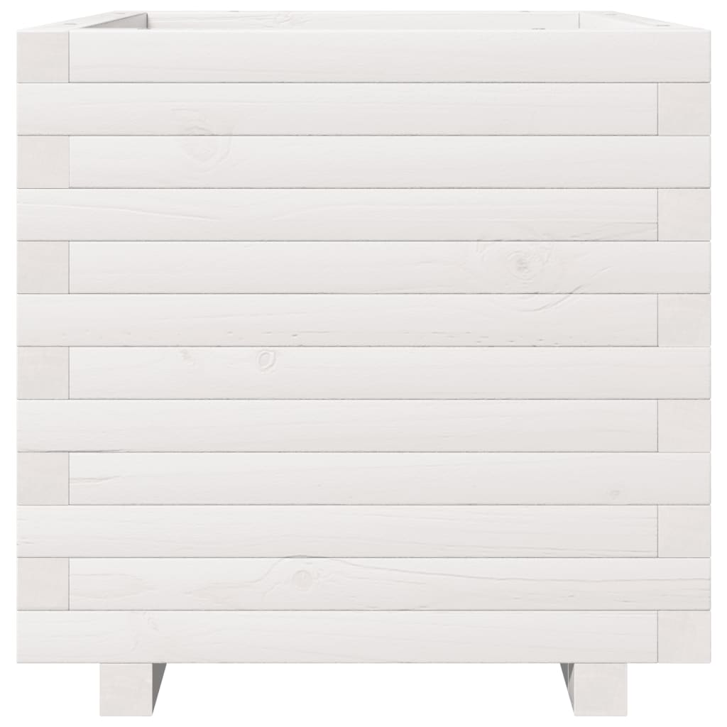 vidaXL Ζαρντινιέρα Λευκή. 50x50x49,5 εκ από Μασίφ Ξύλο Πεύκου