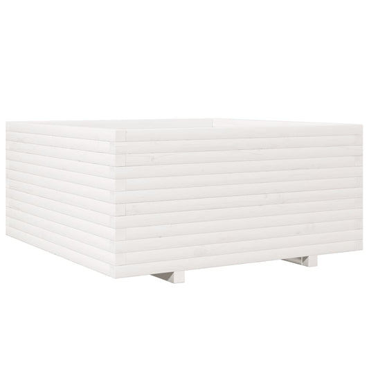 vidaXL Ζαρντινιέρα Κήπου Λευκή 100x100x49,5 εκ. από Μασίφ Ξύλο Πεύκου