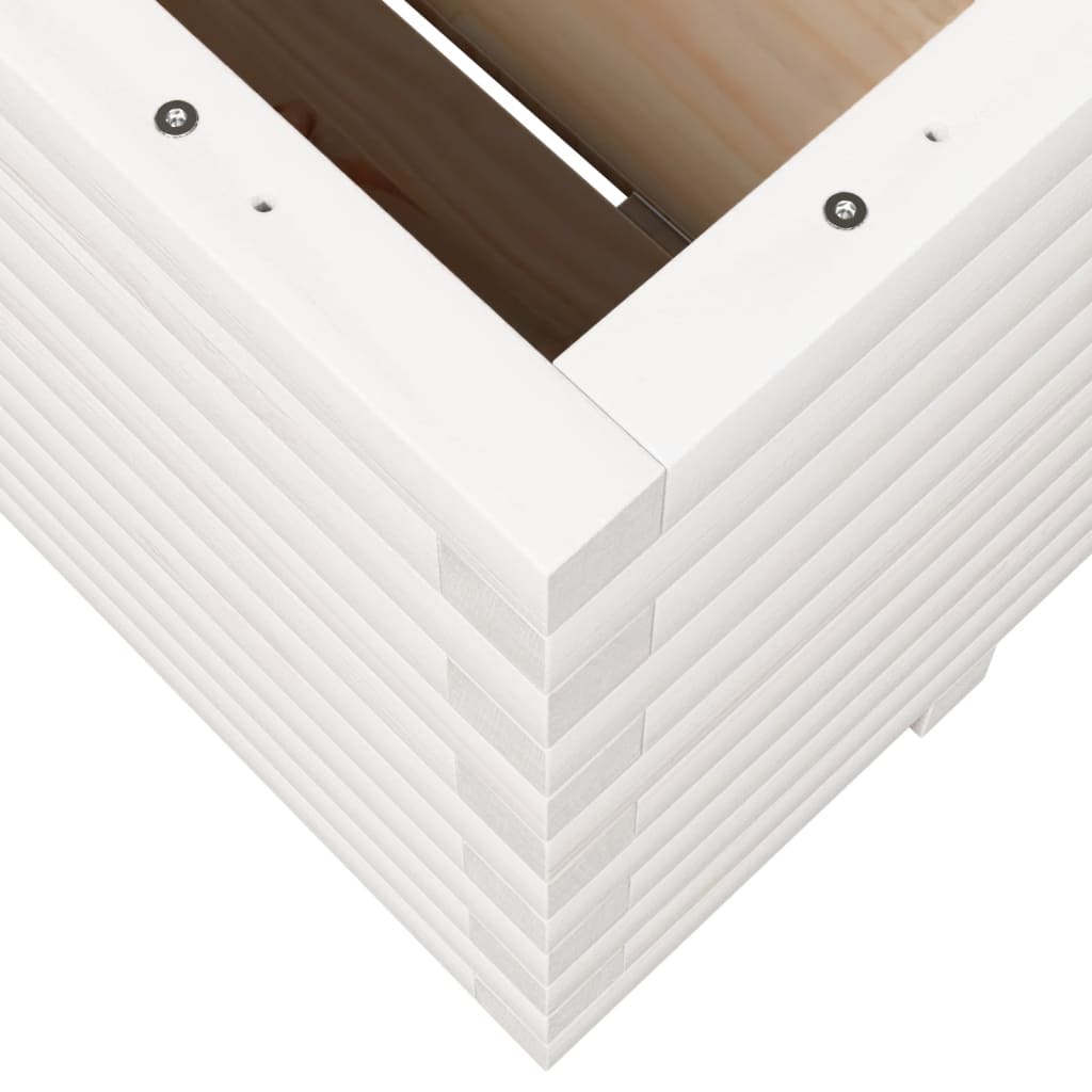 vidaXL Ζαρντινιέρα Κήπου Λευκή 100x100x49,5 εκ. από Μασίφ Ξύλο Πεύκου