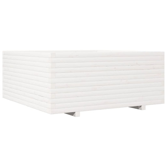 vidaXL Ζαρντινιέρα Κήπου Λευκή 110x110x49,5 εκ. από Μασίφ Ξύλο Πεύκου