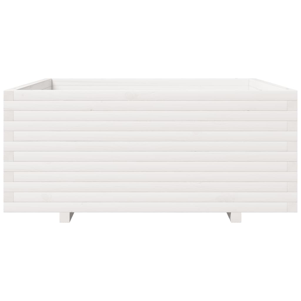 vidaXL Ζαρντινιέρα Κήπου Λευκή 110x110x49,5 εκ. από Μασίφ Ξύλο Πεύκου