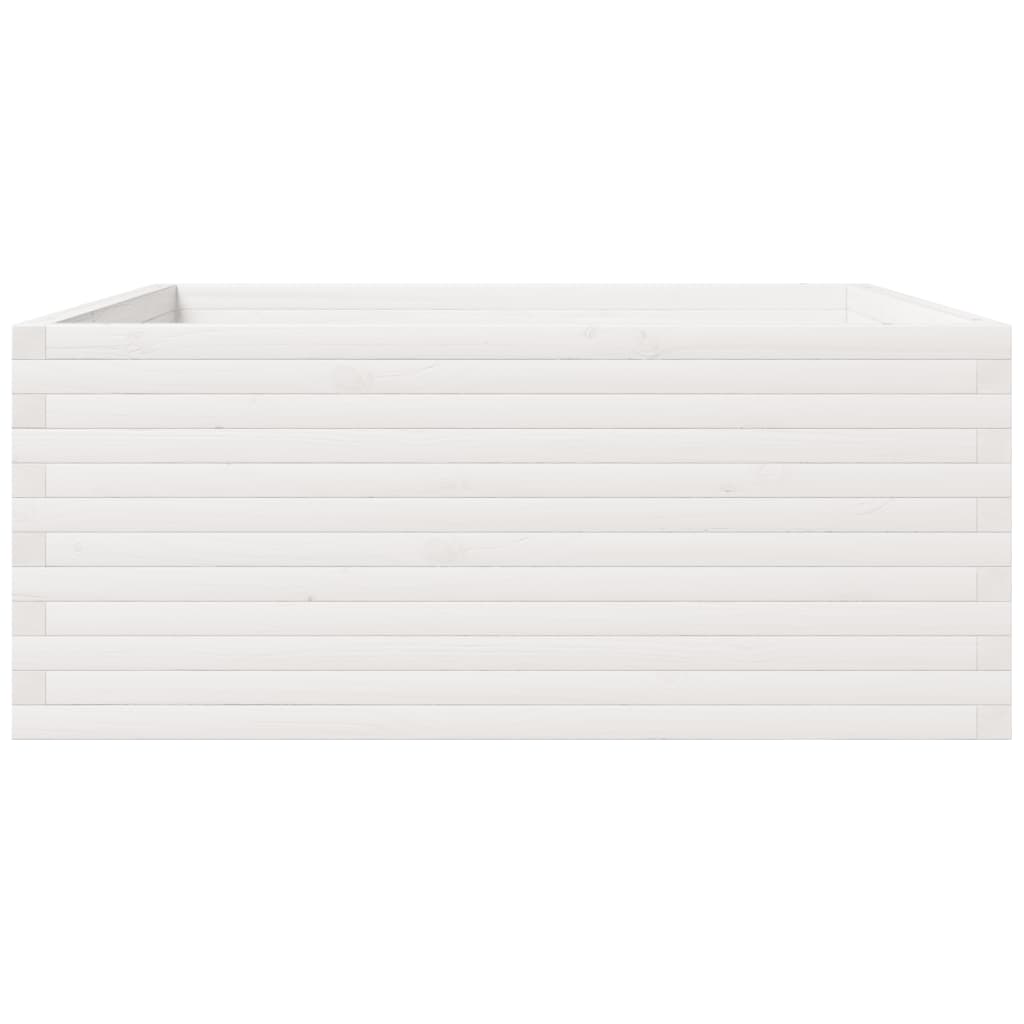 vidaXL Ζαρντινιέρα Κήπου Λευκή 110x110x49,5 εκ. από Μασίφ Ξύλο Πεύκου
