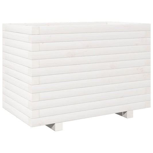 vidaXL Ζαρντινιέρα Κήπου Λευκή 70x40x49,5 εκ. από Μασίφ Ξύλο Πεύκου