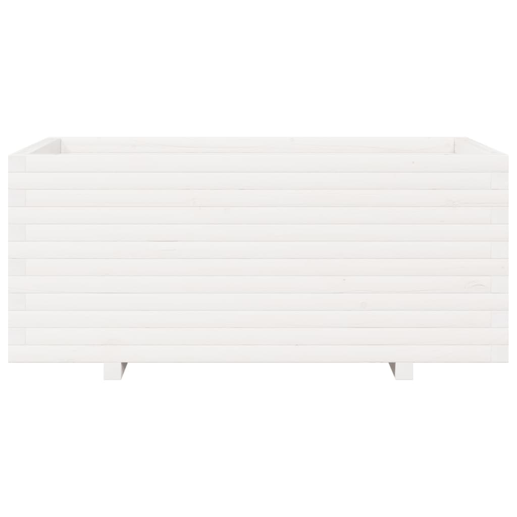 vidaXL Ζαρντινιέρα Κήπου Λευκή 110x60x49,5 εκ. από Μασίφ Ξύλο Πεύκου