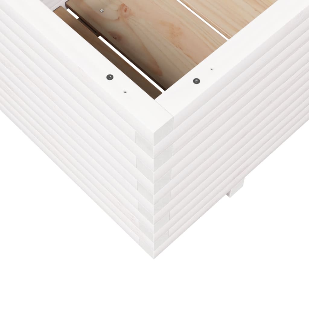 vidaXL Ζαρντινιέρα Κήπου Λευκή 110x60x49,5 εκ. από Μασίφ Ξύλο Πεύκου