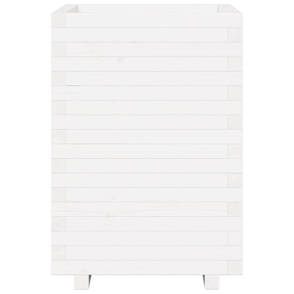 vidaXL Ζαρντινιέρα Λευκή. 50x50x72,5 εκ από Μασίφ Ξύλο Πεύκου
