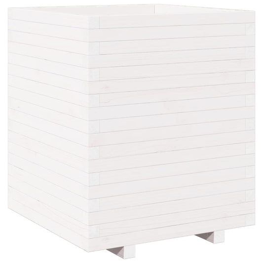 vidaXL Ζαρντινιέρα Κήπου Λευκή 60x60x72,5 εκ. από Μασίφ Ξύλο Πεύκου
