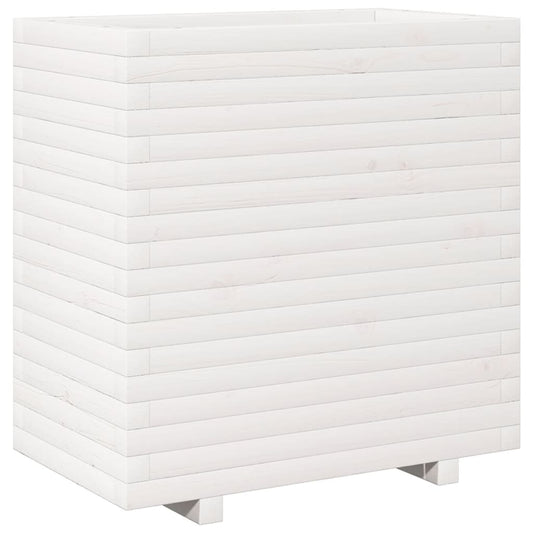 vidaXL Ζαρντινιέρα Κήπου Λευκή 70x40x72,5 εκ. από Μασίφ Ξύλο Πεύκου
