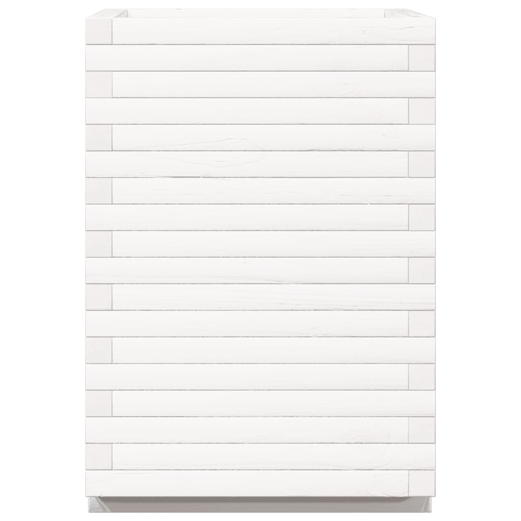 vidaXL Ζαρντινιέρα Κήπου Λευκή 50x50x72 εκ. από Μασίφ Ξύλο Πεύκου