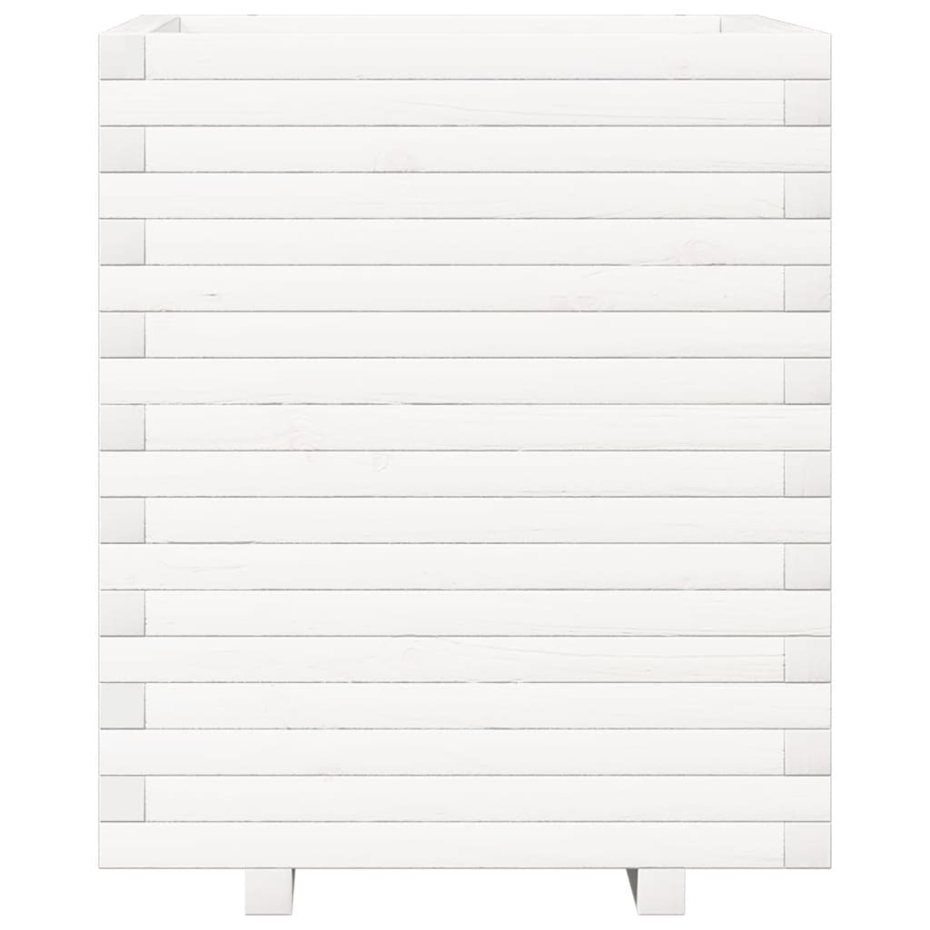 vidaXL Ζαρντινιέρα Κήπου Λευκή 60x60x72 εκ. από Μασίφ Ξύλο Πεύκου