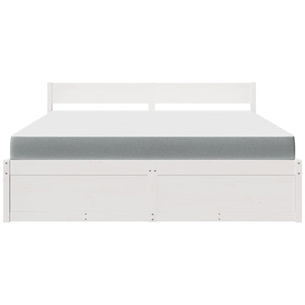 vidaXL Κρεβάτι με Συρτάρια+Στρώμα Λευκό 180x200 εκ. Μασίφ Ξύλο Πεύκου