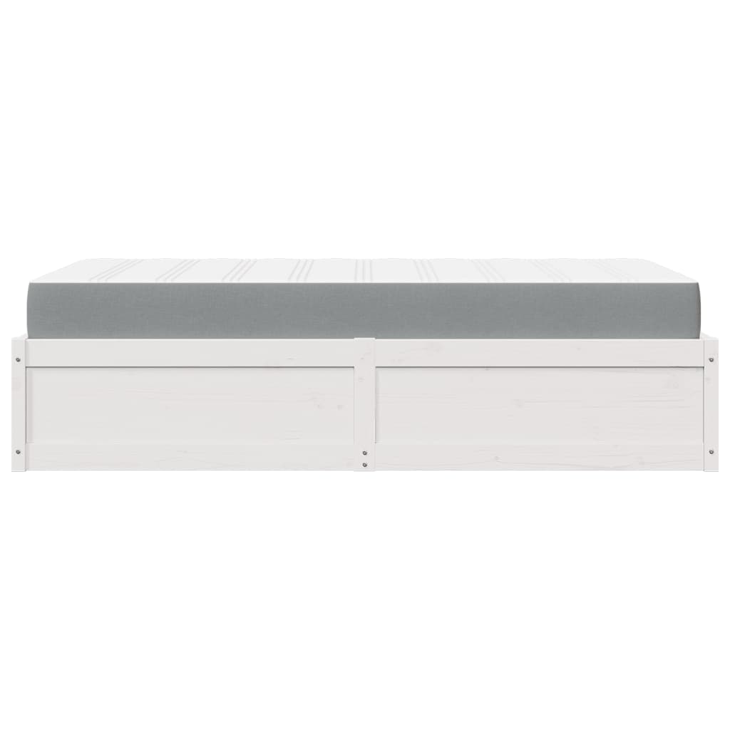 vidaXL Κρεβάτι με Στρώμα Λευκό 90x200 εκ Μασίφ Ξύλο Πεύκου