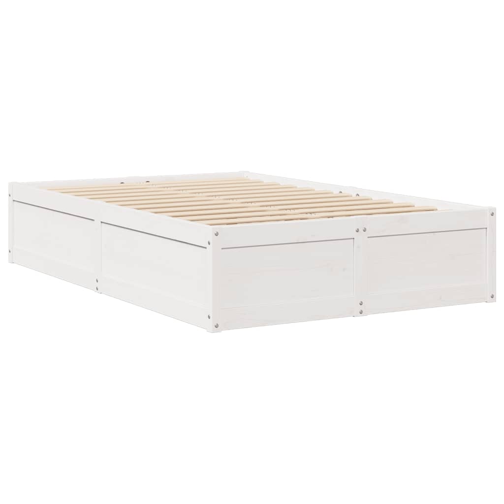 vidaXL Κρεβάτι με Στρώμα Λευκό 140x190 εκ Μασίφ Ξύλο Πεύκου