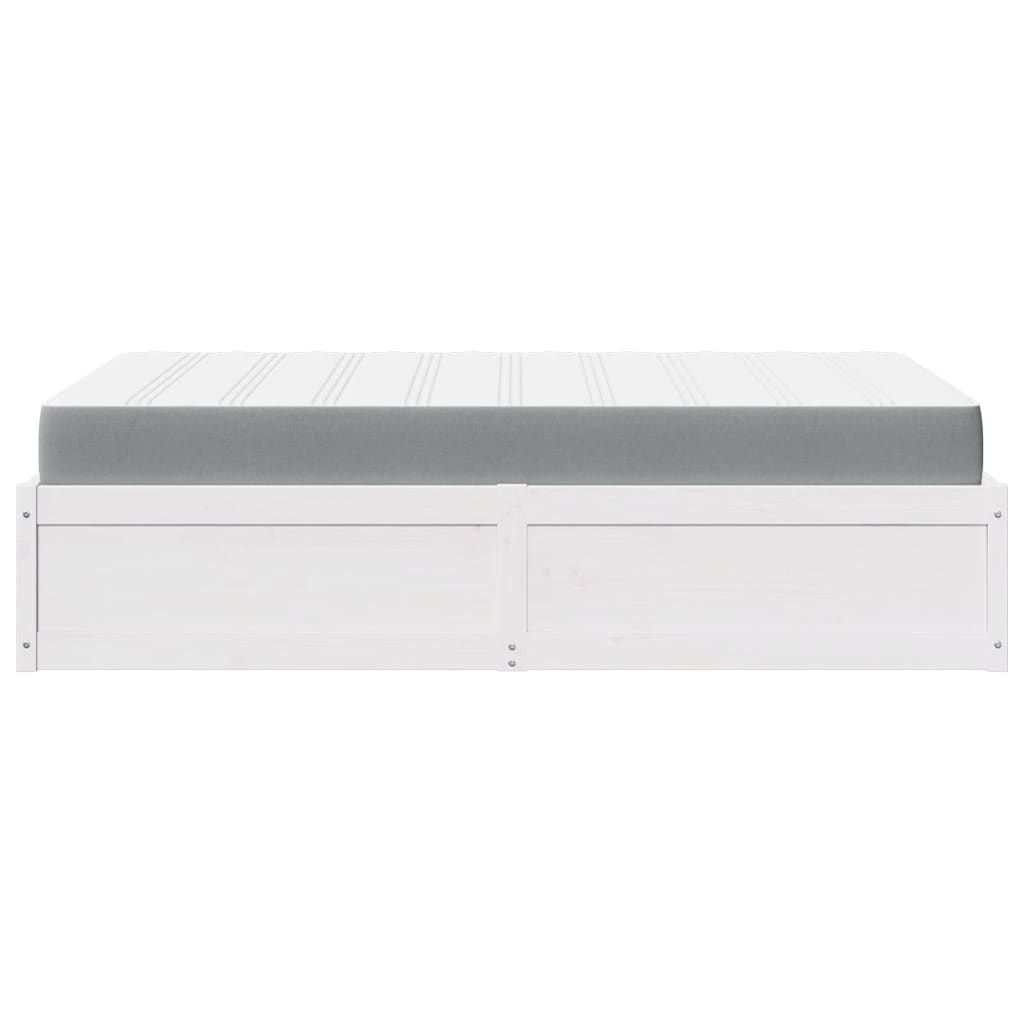 vidaXL Κρεβάτι με Στρώμα Λευκό 140x190 εκ Μασίφ Ξύλο Πεύκου