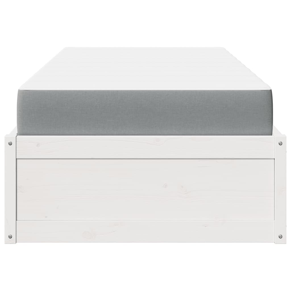 vidaXL Κρεβάτι με Στρώμα Λευκό 90x190 εκ Μασίφ Ξύλο Πεύκου