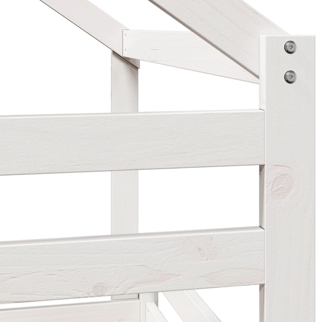vidaXL Κουκέτα με Οροφή Λευκό 90x190 εκ. από Μασίφ Ξύλο Πεύκου