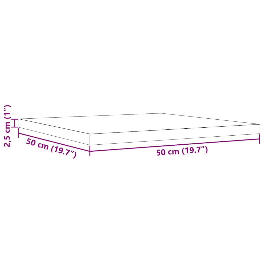 vidaXL Επιφάνεια Τραπεζιού Τετράγωνη 50x50x2,5 εκ. Μασίφ Ξύλο Πεύκου