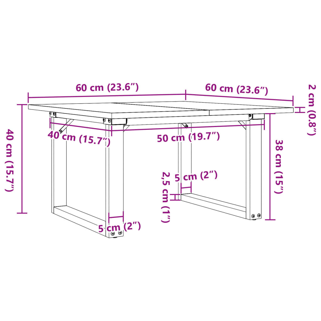 vidaXL Τραπεζάκι Σαλονιού Πλαίσιο Ο 60x60x40εκ Μασίφ Πεύκο/Ατσάλι