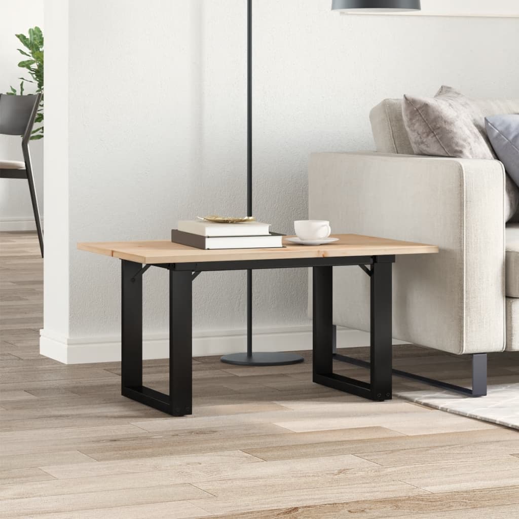 vidaXL Τραπεζάκι Σαλονιού Πλαίσιο Ο 80x50x40εκ Μασίφ Πεύκο/Ατσάλι