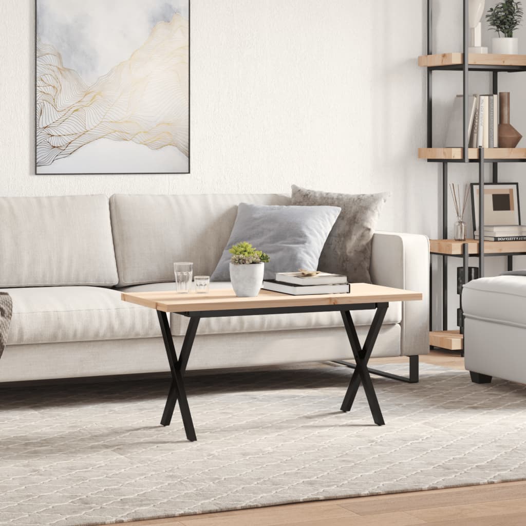 vidaXL Τραπεζάκι Σαλονιού Πλαίσιο X Μασίφ Πεύκο/Ατσάλι