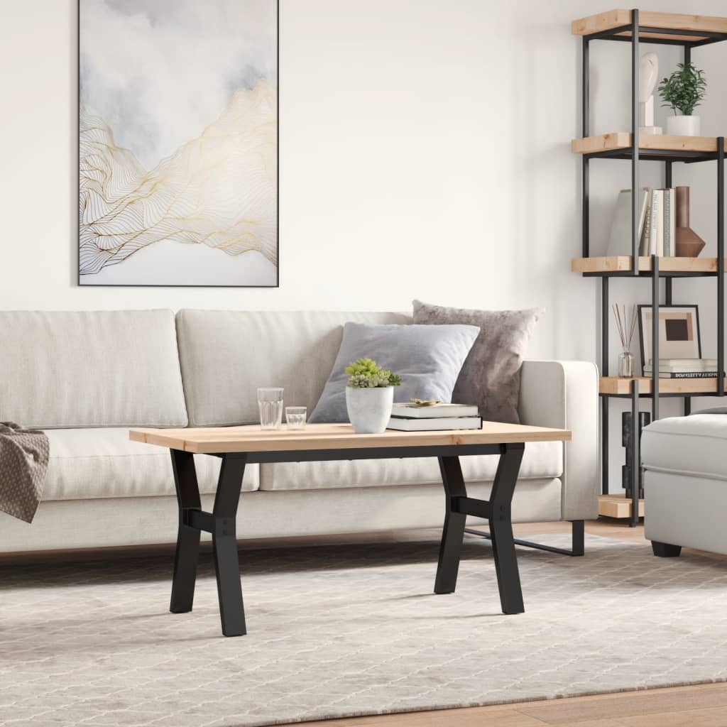 vidaXL Τραπεζάκι Σαλονιού Πλαίσιο Y Μασίφ Πεύκο/Ατσάλι