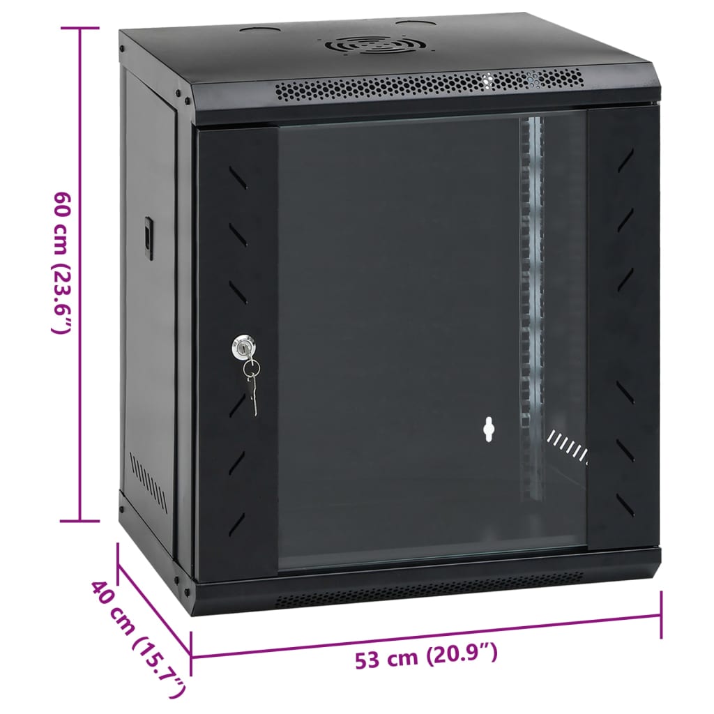 vidaXL Καμπίνα Δικτύου Επιτοίχια 12U 19'' IP20 53x40x60 εκ.