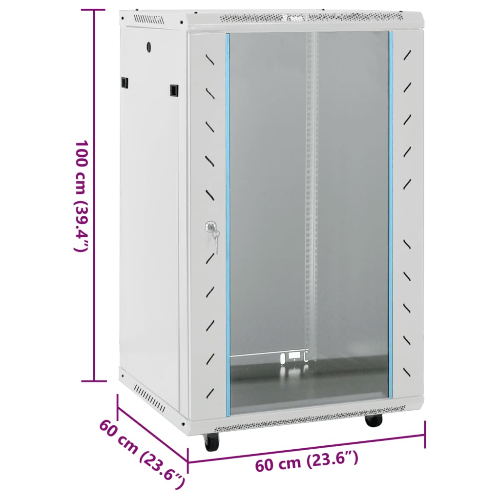 vidaXL Καμπίνα Δικτύου με Περιστ. Πόδια 18U 19" IP20 60x60x100 εκ.