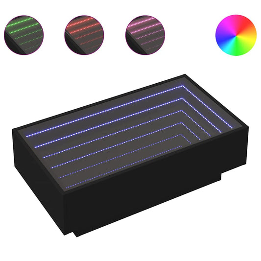 vidaXL Τραπεζάκι Σαλονιού με LED Μαύρο 90x50x30 εκ. Επεξεργασμένο Ξύλο