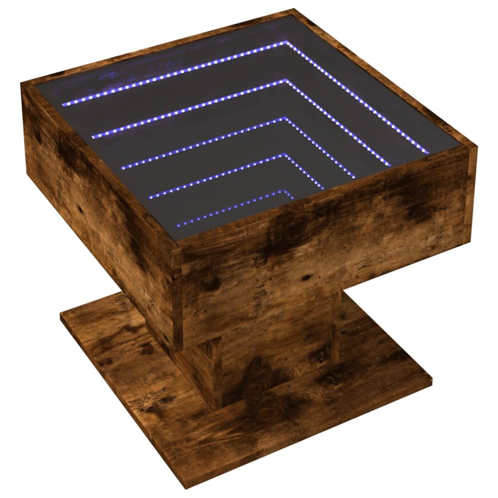 vidaXL Τραπεζάκι Σαλονιού με LED Δρυς 50x50x45 εκ. Επεξεργασμένο Ξύλο