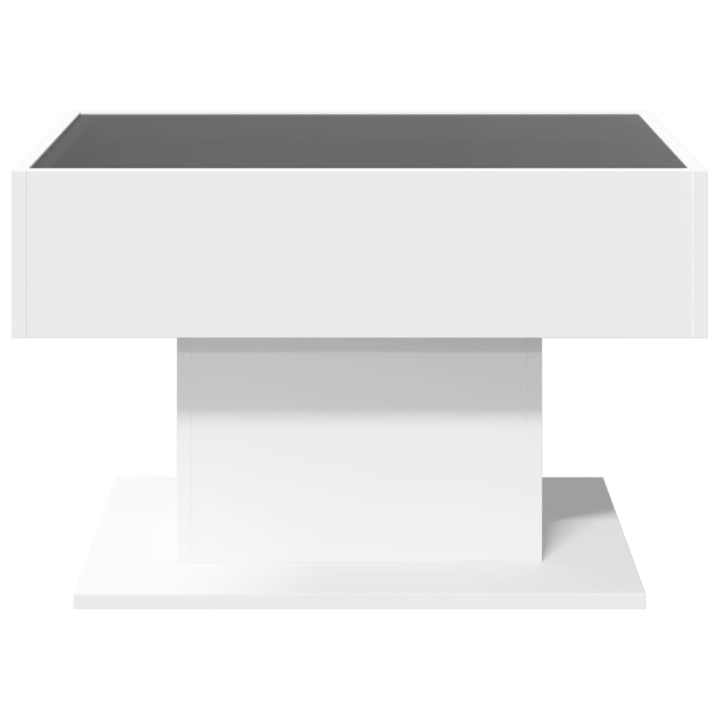 vidaXL Τραπεζάκι Σαλονιού με LED Λευκό 70x50x45 εκ. Επεξεργασμένο Ξύλο