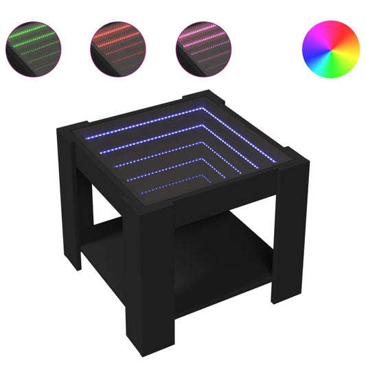vidaXL Τραπεζάκι Σαλονιού με LED Μαύρο 53x53x45 εκ. Επεξεργασμένο Ξύλο