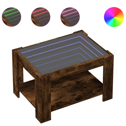 vidaXL Τραπεζάκι Σαλονιού με LED Δρυς 73x53x45 εκ. Επεξεργασμένο Ξύλο