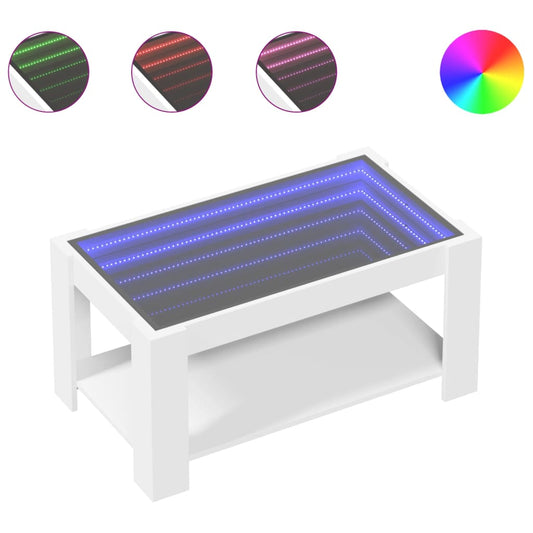 vidaXL Τραπεζάκι Σαλονιού με LED Λευκό 93x53x45 εκ. Επεξεργασμένο Ξύλο