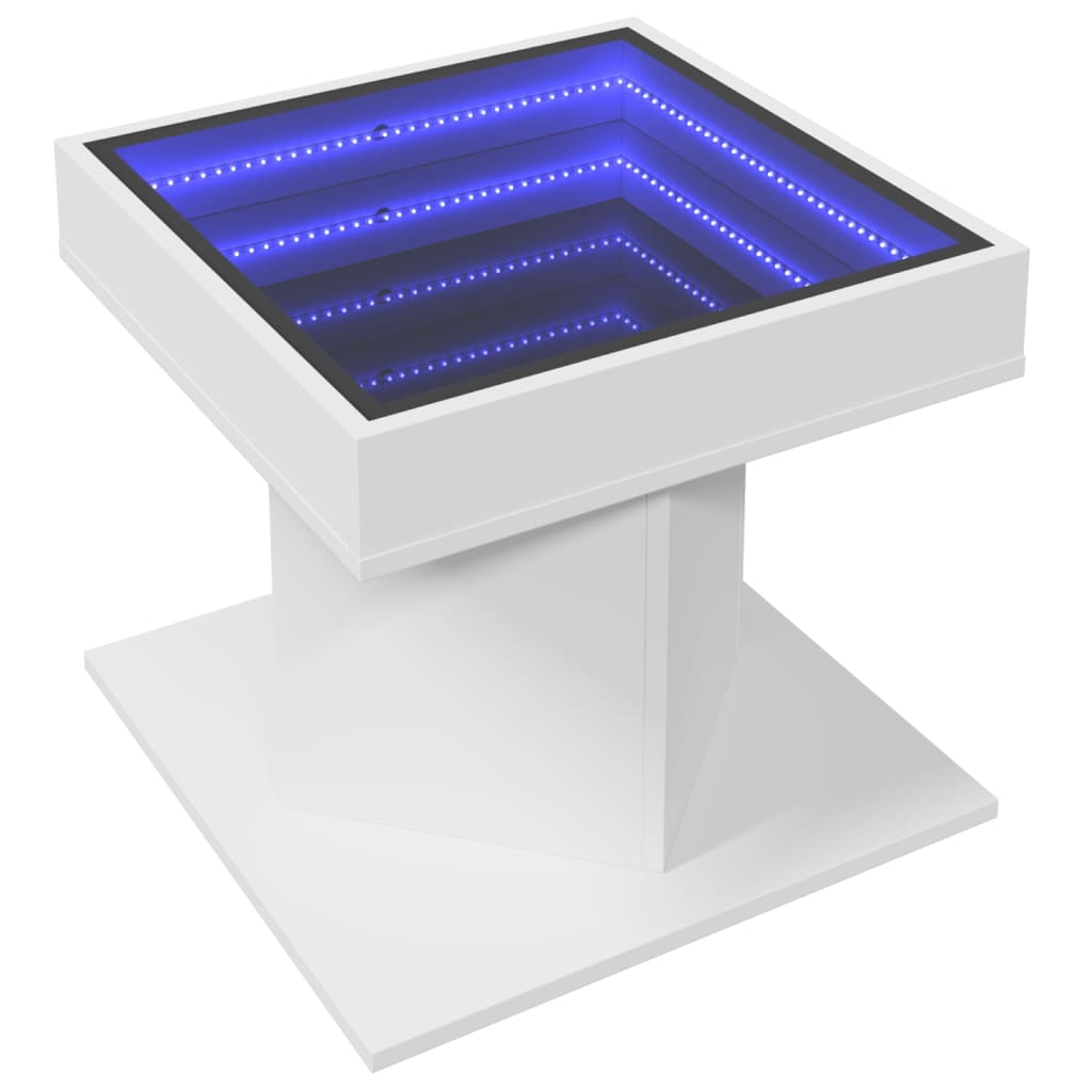 vidaXL Τραπεζάκι Σαλονιού με LED Λευκό 50x50x45 εκ. Επεξεργασμένο Ξύλο
